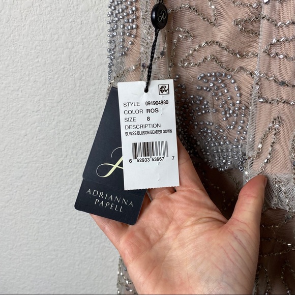 New! Adrianna Papell Blouson beaded gown - Picture 3 of 5
